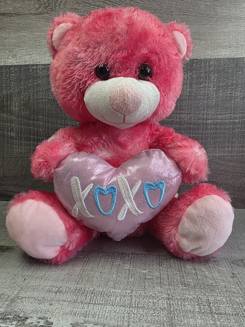 Pink Valentines Teddy Bear w/Heart 11" Plush XOXO Stuffed Animal g60
